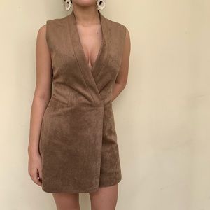 BCBG Maxaria tan faux suede vest dress